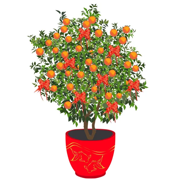 Mandarinenbaum zum chinesischen Neujahr — Stockvektor