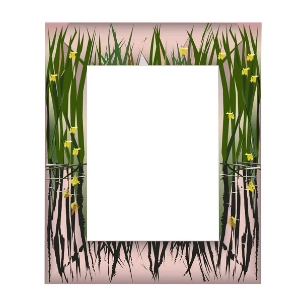Cadre avec fleurs du lac — Image vectorielle