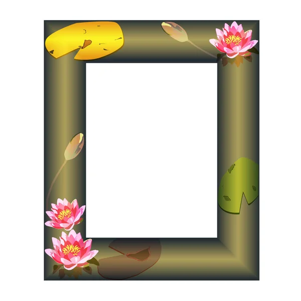 Frame met bloemen van een waterlelie — Stockvector