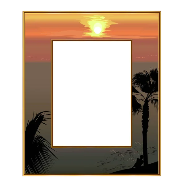 Photoframe overlooking the sea — 스톡 벡터