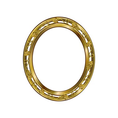 Oval formun altın rengi dekoratif çerçeve
