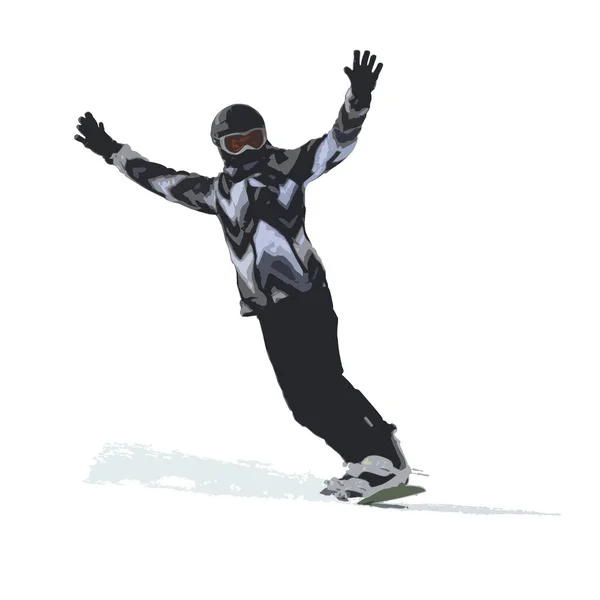 Girl Snowboard Climbing Mountain Color Vector Illustration White Background — Stockvektor