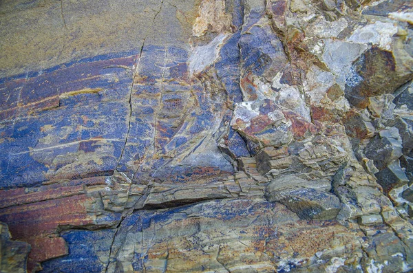 彩色岩石关闭 石头结构中的自然形态 — 图库照片