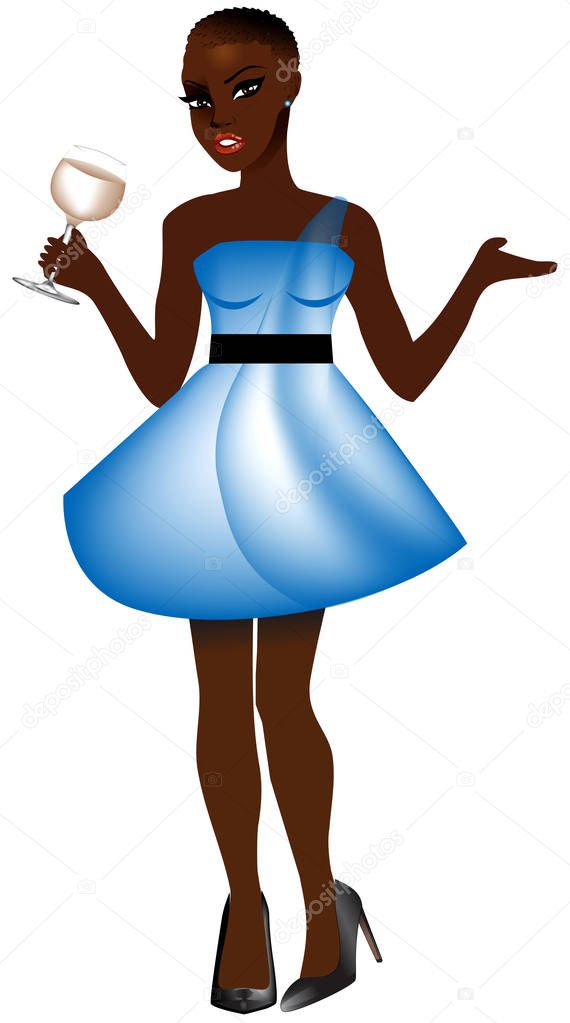 Black WomanLt Blue Dress