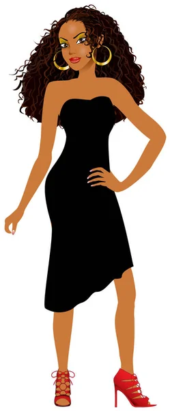 Mixed Woman Black Dress — Stock Vector