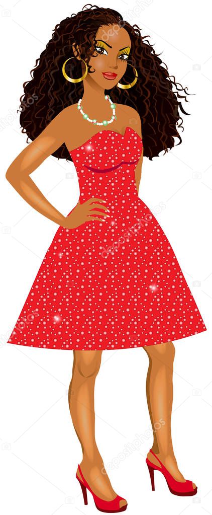 Mujer mixta vestido de chispa roja Vector de Stock de