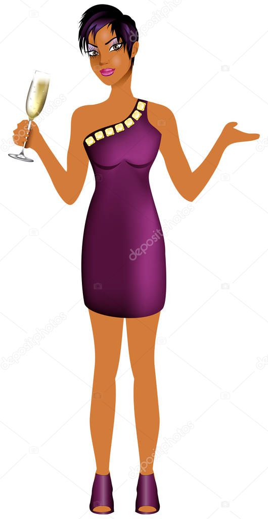 Black Woman Purple Dress