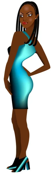 Vestido de mujer negra Teal 2 — Vector de stock