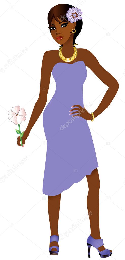 Black Woman Lavender Dress