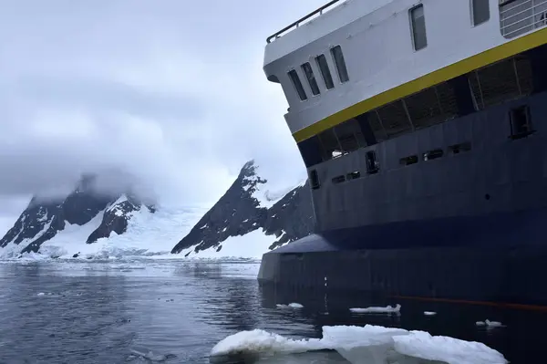 cruise ship navigating on icy waters