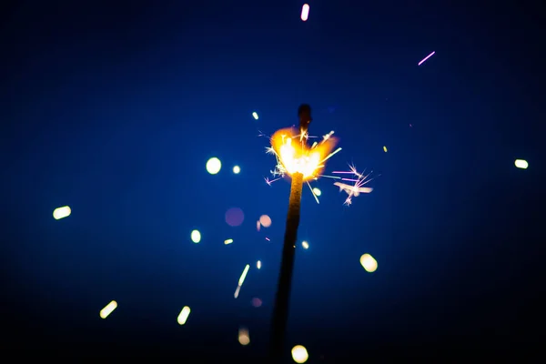 Sparks in the dark. Sparks. Christmas and New Year time. Magic l — 스톡 사진