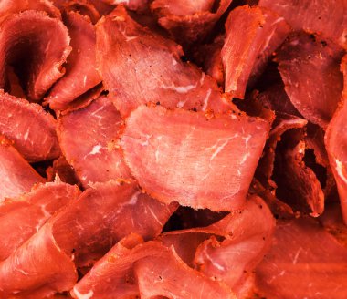 Füme et dilimleri arka plan, basturma, biltong, jamon