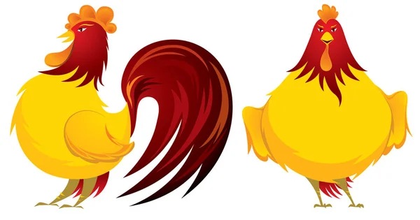 Rooster illustration set — Stock Vector