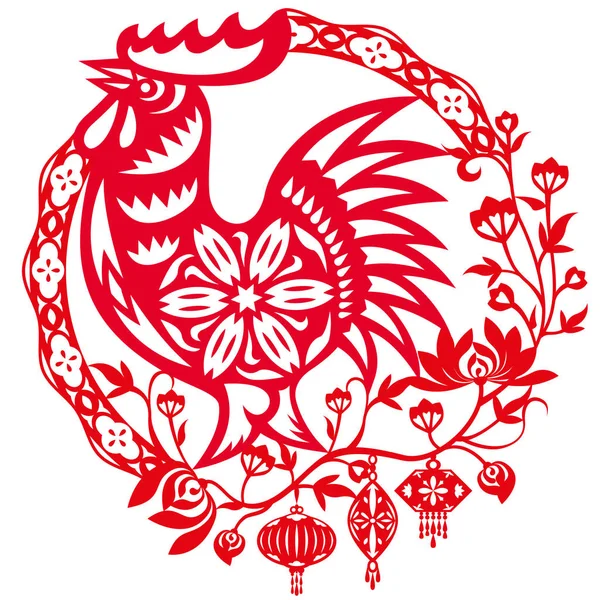 Year of Chinese rooster sign illustration — Stock Vector
