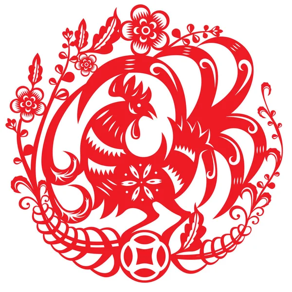 Illustrazione vettoriale dell'anno cinese del gallo — Vettoriale Stock