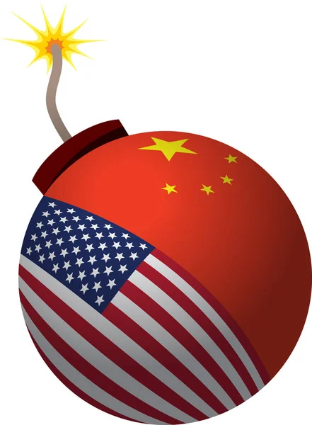 Guerra Comercial Entre China Estados Unidos — Vector de stock