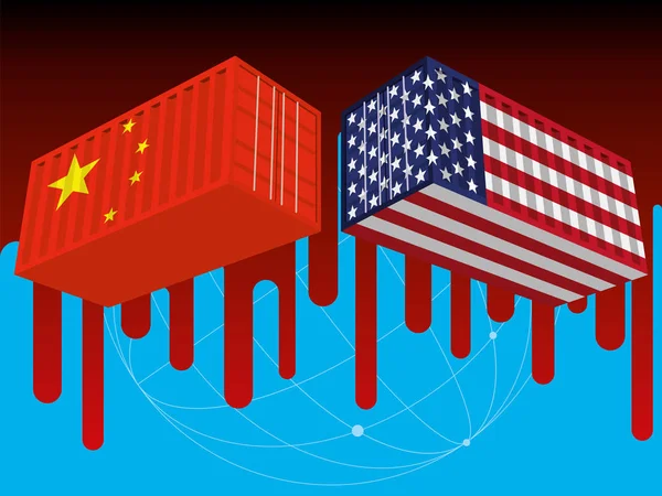 Guerra Comercial Entre China Eua — Vetor de Stock