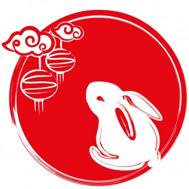 Tavşan ve ay tasarım çizim simgesi