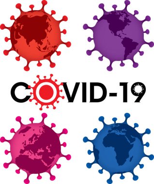 Dünya genelinde virüs koronavirüsü salgını simge tasarımı örnekleme seti