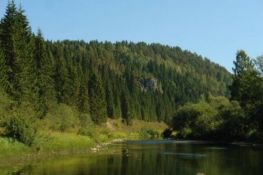 Dağ nehrin dibinde ormanıyla kaplıdır
