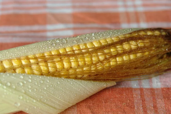 Su ile kaplı üzerinde Mısır damalı bir masa örtüsü üzerinde damla