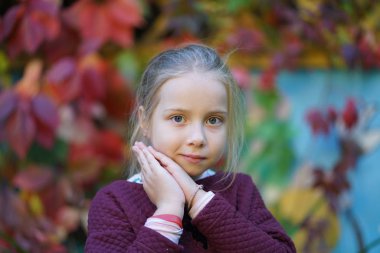 güzel kız 6 yaşındaki eski sonbahar portresi