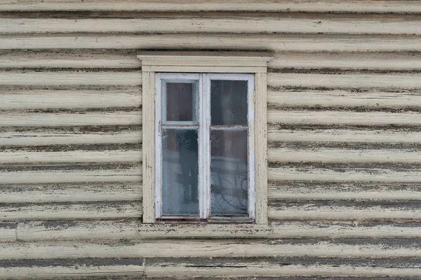 Dřevěné Okno Dřevěném Domku — Stock fotografie