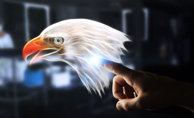 Nesli tehlike altında olan fraktal kartal illüstrasyon 3d renderi dokunmadan kişi