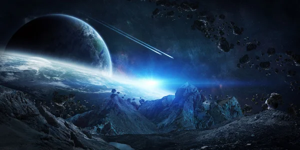 Asteroidi giganteschi in procinto di schiantarsi elementi di rendering 3D di questa immagine fornita dalla NASA — Foto Stock