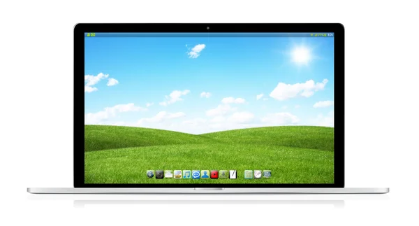 Moderner Laptop auf weißem Hintergrund 3D-Rendering — Stockfoto