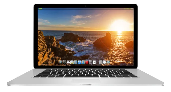 Modern laptop a fehér háttér előtt 3d-leképezés — Stock Fotó
