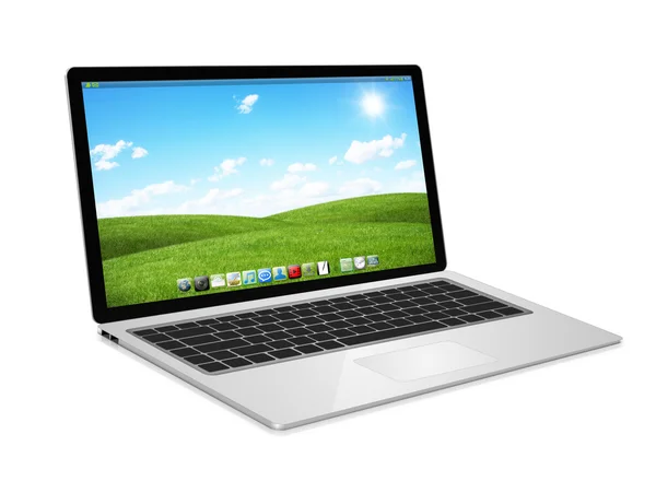 Moderne laptop op witte achtergrond 3D-rendering — Stockfoto