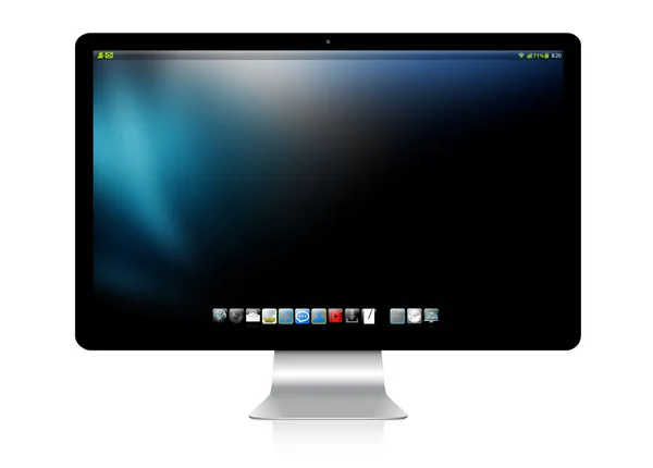 Moderne computer op witte achtergrond 3D-rendering — Stockfoto