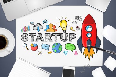 Office arka plan simgeleri metinle çizilmiş başlangıç el