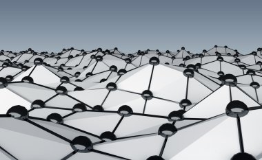 Noktalar ve çizgiler 3d render ile soyut dalga