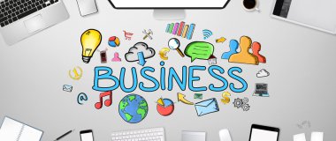 İş metin ve simgeleri office arka plan üzerinde