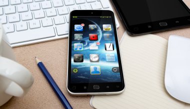 Bir Resepsiyon 3d render modern cep telefonu