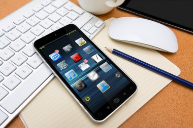 Bir Resepsiyon 3d render modern cep telefonu