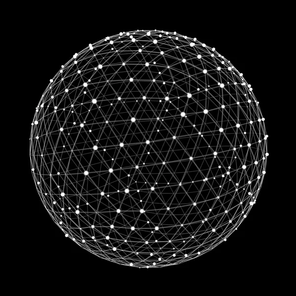 Abstrakta anslutning web sphere med plats och linjerna 3d-rendering — Stockfoto