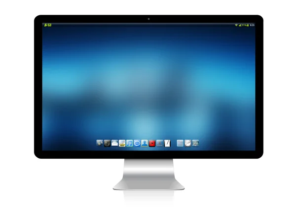 Computador moderno em fundo branco renderização 3D — Fotografia de Stock