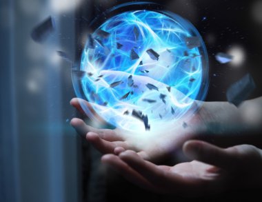 Süper kahraman bir güç topu eliyle oluşturma