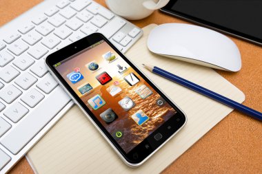 Bir Resepsiyon 3d render modern cep telefonu