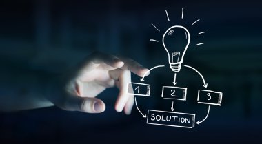 Elle çizilmiş ampul dokunmadan işkadını