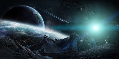 Bu 3d işleme öğeleri çökmesine devasa asteroitler 