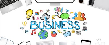 İş metin ve simgeleri office arka plan üzerinde