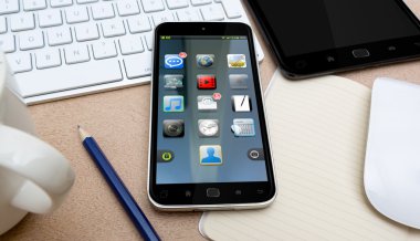 Bir Resepsiyon 3d render modern cep telefonu