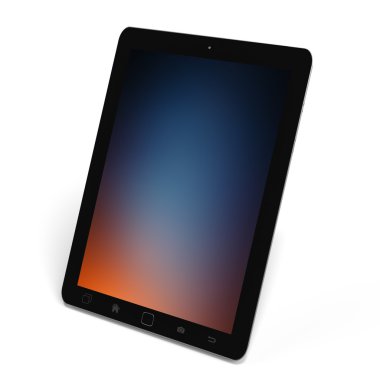 Beyaz arka planda 3d render modern dijital siyah tablet