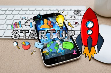 Office arka plan simgeleri metinle çizilmiş başlangıç el