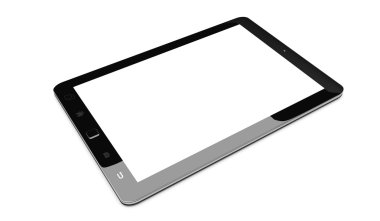 Beyaz arka planda 3d render modern dijital siyah tablet