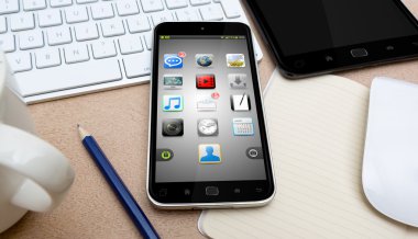 Bir Resepsiyon 3d render modern cep telefonu